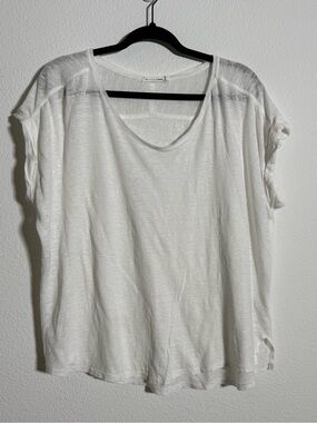 Rag & Bone Jean White Linen Tee Lightweight Sheer Minimalist Slub Top Boho Luxe